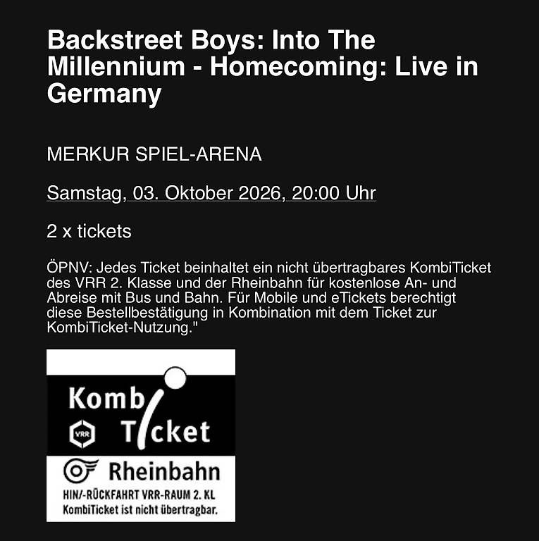 Biglietti: Backstreet Boys Tickets – Nuovo e nell'imballaggio originale da Hägendorf venduto da Maria-Isabel01 3