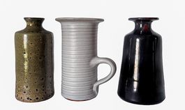 Römhild DDR Töpferhof Keramik 3x Vase 14 cm Gramann ?