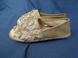 ESPANDRILLE JUTE MIT BLUMEN UND STRASS GR 37 NEU SOMMER