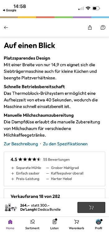 De'Longhi Kaffeemaschinen & Espressomaschinen: Kaffee Siebträgermaschine DeLonghi Dedica Bundle – Gebraucht aus Beromünster von Jada8606 1