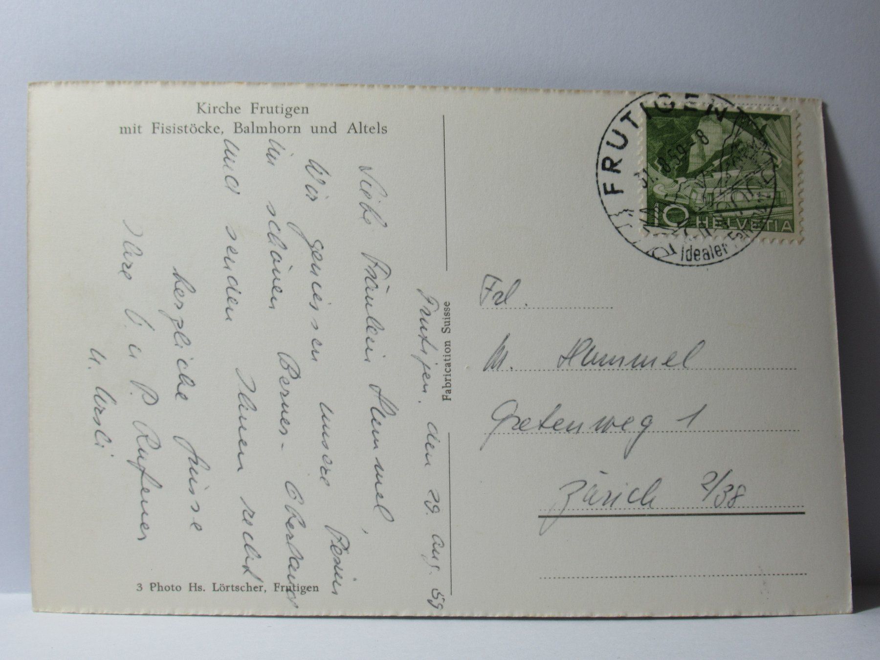 Ansichtskarten: Kirche Frutigen mit Fisistöcke  1959 – Gebraucht aus Grenchen von Bluemchen1900 1