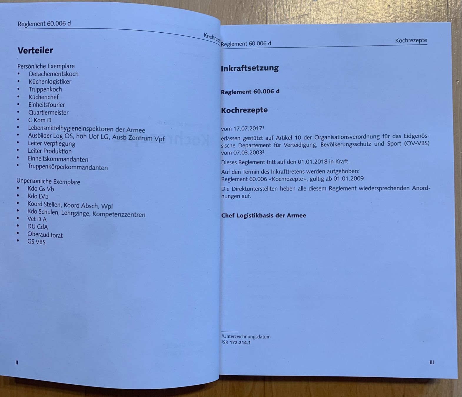 Bücher: Reglement 60.6d Kochrezepte der CH Armee – Neu (gemäss Beschreibung) aus Goldingen von Bergler012 1