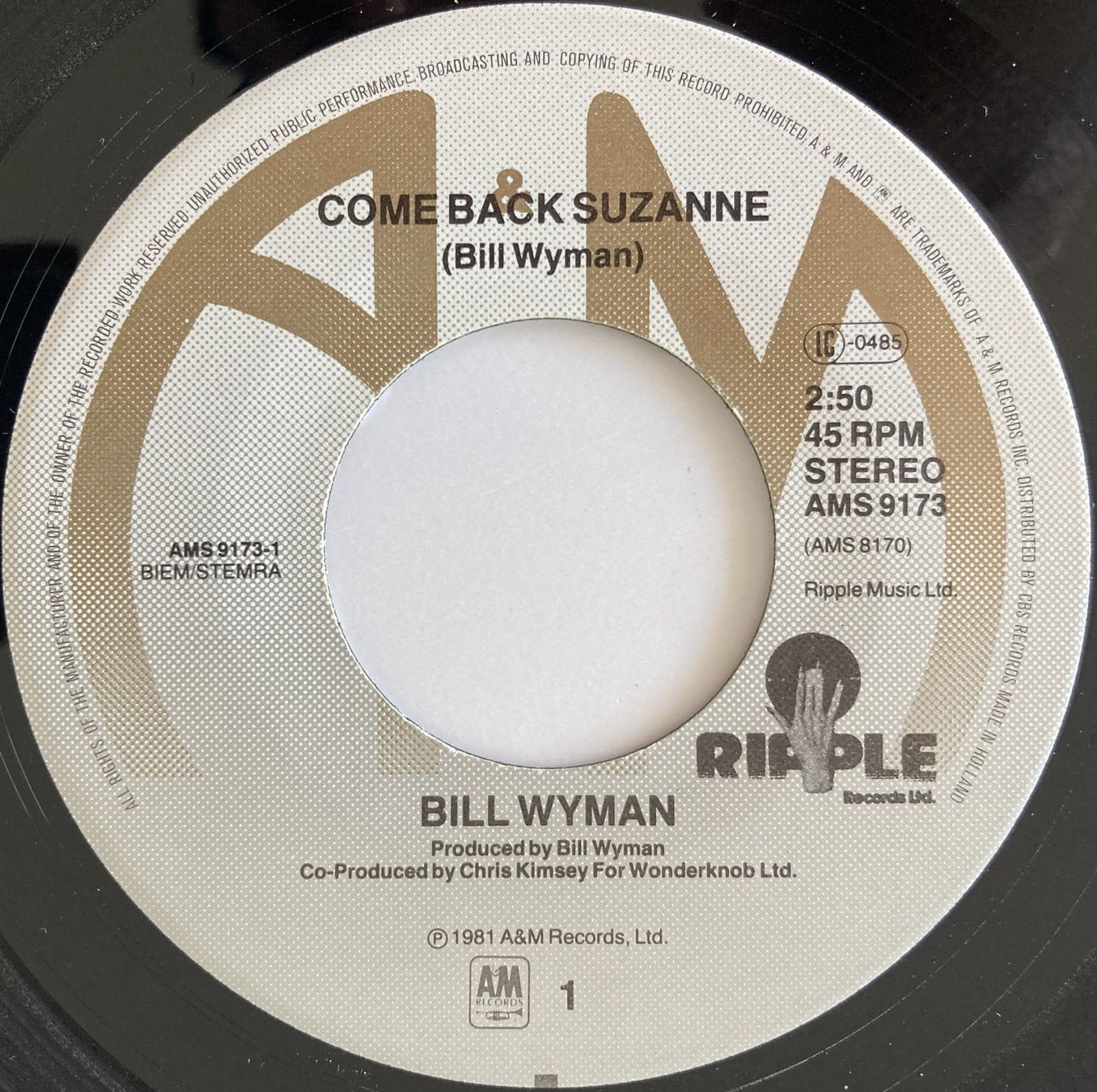 Dischi in vinile: ROLLING STONES / BILL WYMAN - COME BACK SUZANNE – Usato da Bottens venduto da hotter-than-hell 2