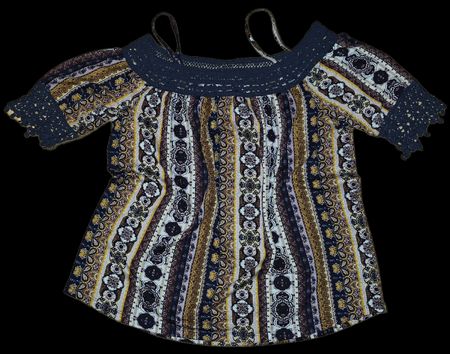 Chicoree Sommer Top, Gr. L, bunt, schulterfrei, neuwertig