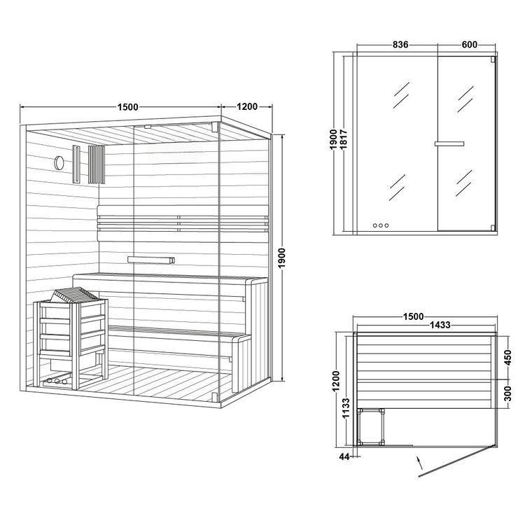 Traditionelle Sauna Vital-Swiss, Für 3 Pers. inkl. Saunaofen 10
