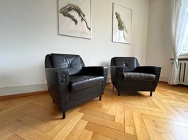 2 Vintage Ledersessel schwarz