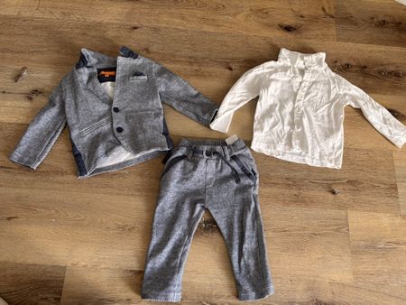 Staccato Set Anzug Hemd Hose grau weiss Grösse 80