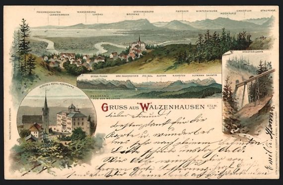 Ansichtskarten: Litho Walzenhausen, Panorama mit Bregenz – Gebraucht aus Berlin von bartko-reher