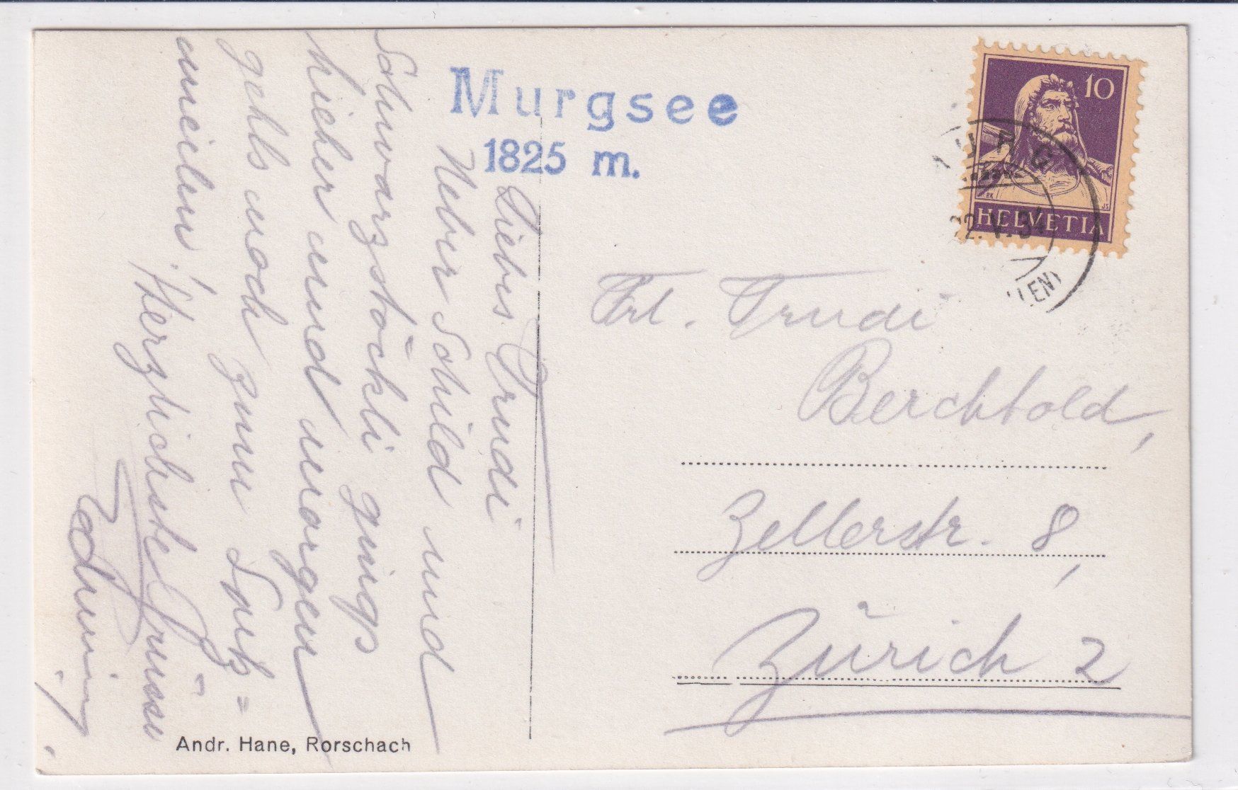 Cartoline postali: Murgsee mit Schwarzstöckli /bq – Usato da Hombrechtikon venduto da Rudolf07 1