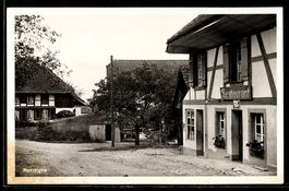 AK Merzligen, Restaurant mit Nachbarhäusern und Straße