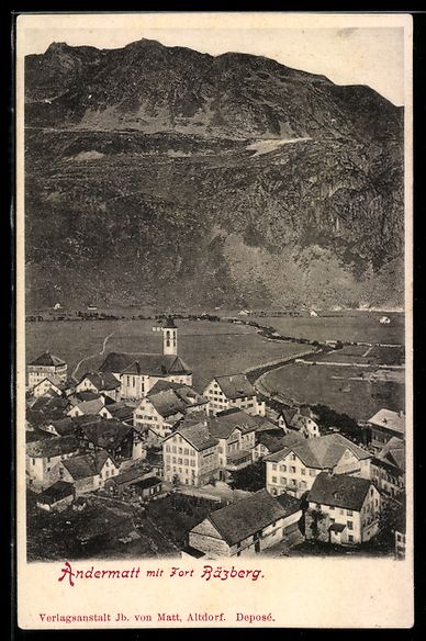Cartes postales: AK Andermatt, Mit Fort Hätzberg – D'occasion à Berlin par bartko-reher