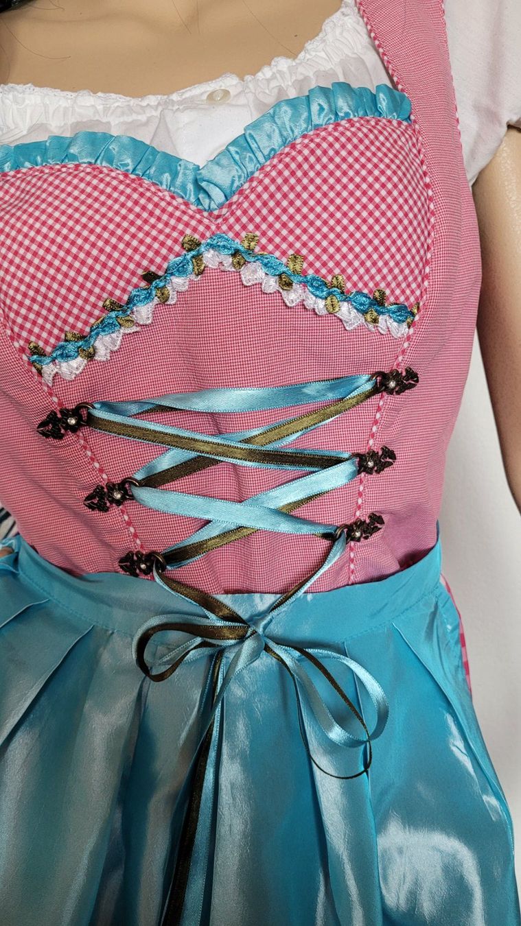 Kleider: Dirndl von ALPENFEE , blau, rot karriert Gr. 40 – Neu (gemäss Beschreibung) aus SCHÜBELBACH von CoKaHa 2