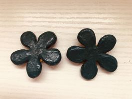 Vintage Ohrclips, Blumenform, blau-grün, Top Zustand!