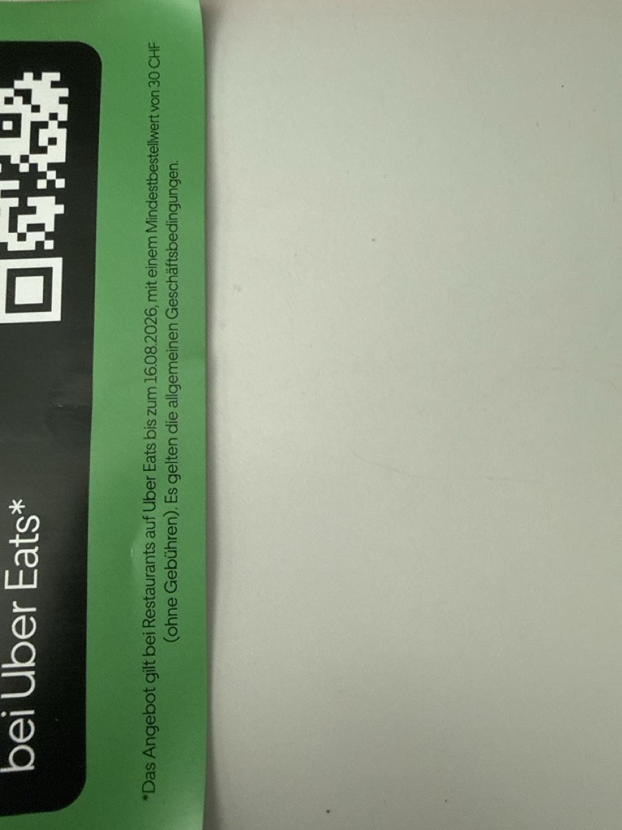 Bons: Uber Eats CHF 15 Rabatt auf 2 bestellungen bei uber eats – Neuf (Voir description) à stüsslingen par Aless14 1