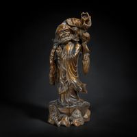 Alte Bodhidharma Holzfigur Damo Statue Zen Skulptur China