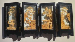 Chinesische Schnitzerei, Diorama in Lackrahmen