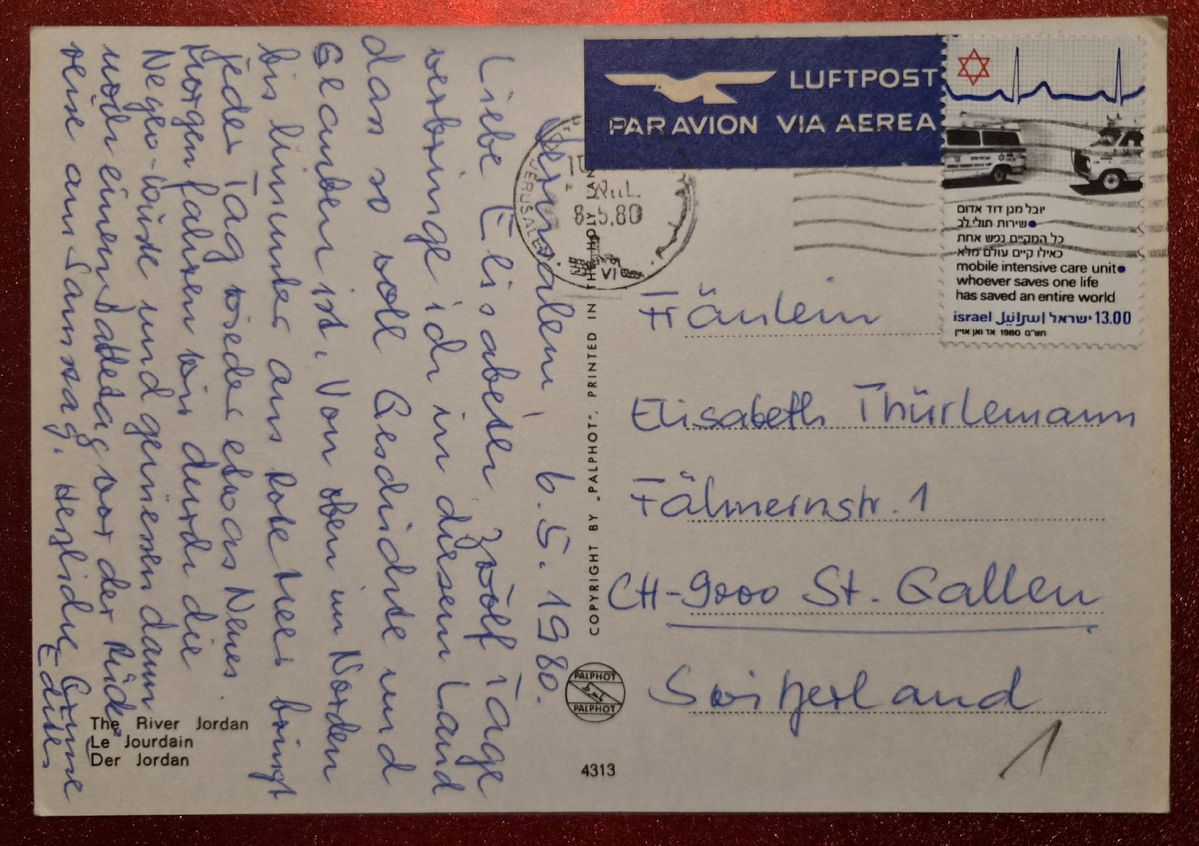 Cartoline postali: the River Jordan 1980 – Usato da Melchnau venduto da Arthurius 1