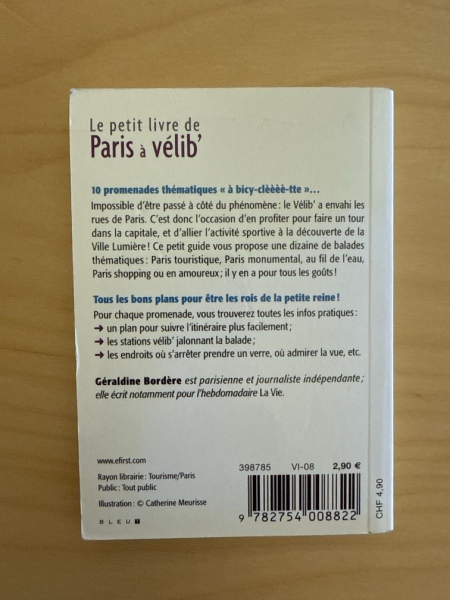 Libri: Petit guide Paris à vélib' de Géraldine Bordère – Usato da Zürich venduto da Hugsy30 1