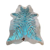 Kuhfell Teppich Zebra Turquoise Metal