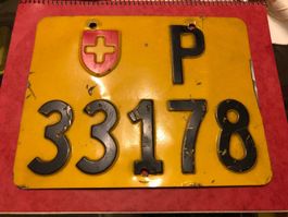 Nummernschild PTT Mofa ausrangiert P 33178