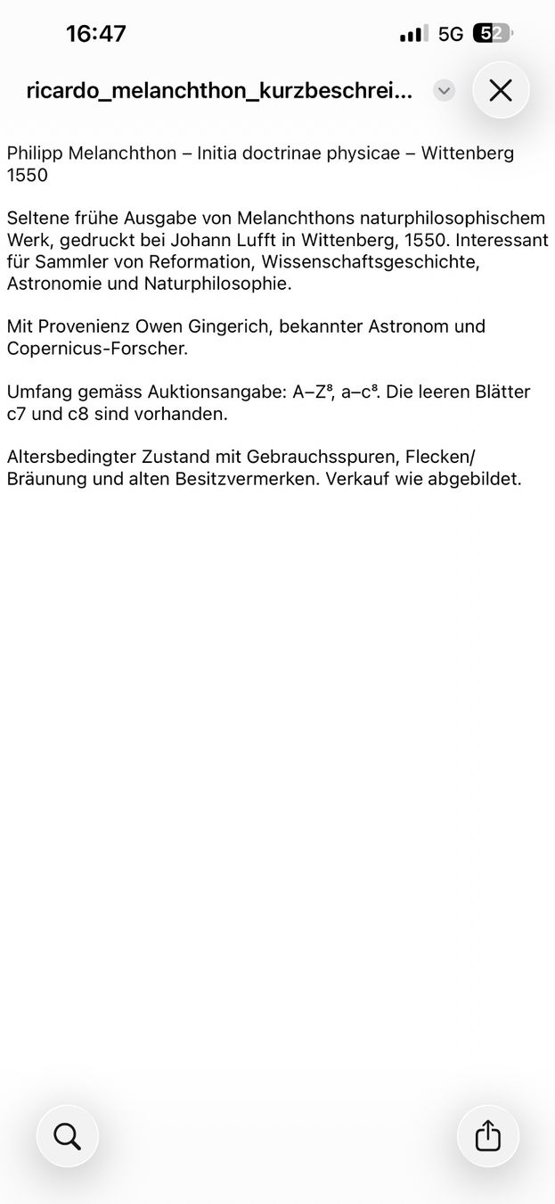 Libri: Initia Doctrinae I lufft Wittemberg 1550 – Usato da Oftringen venduto da Ramsesundosiris 4