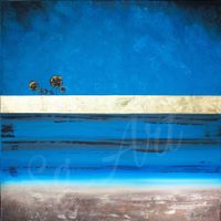 Acrylbild Blattgold blau abstrakt Natur Horizont