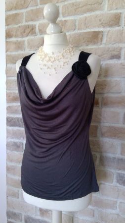 Top débardeur gris foncé & noir & rose satinée H&M, taille S