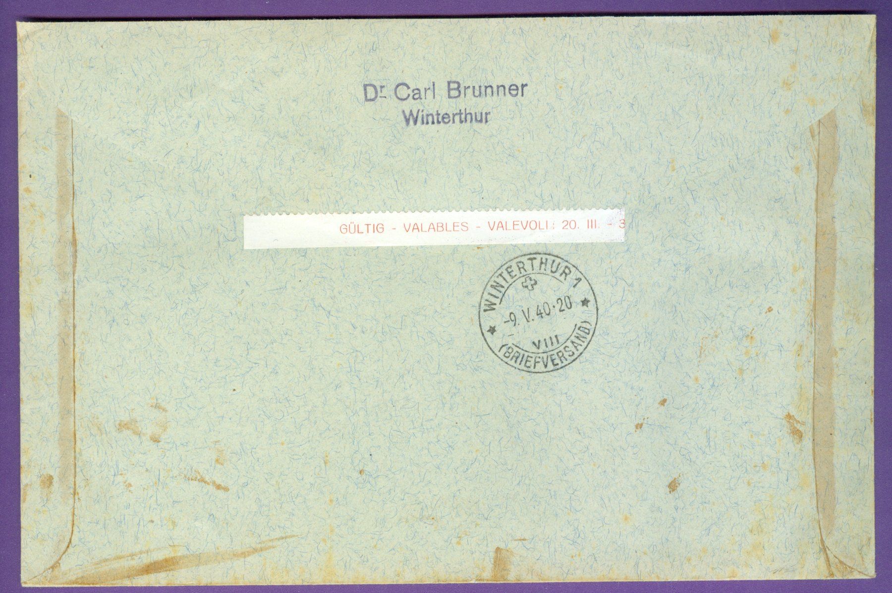 Alle Briefmarken: 1940 Schweiz Flugpost SF – Gebraucht aus Zürich von yago-rot 1