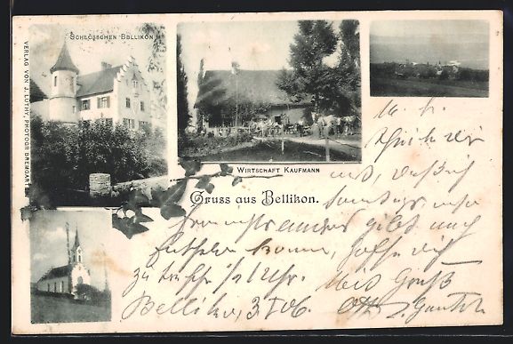 Cartoline postali: Bellikon, Gasthaus Kaufmann, Schlössche – Usato da Berlin venduto da bartko-reher