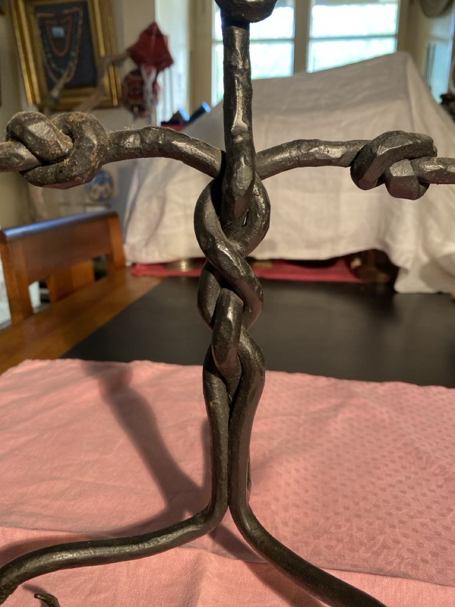 Portacandele: Chandelier en fer forgé à la main  – Usato da Bevaix venduto da Dominixx52 1