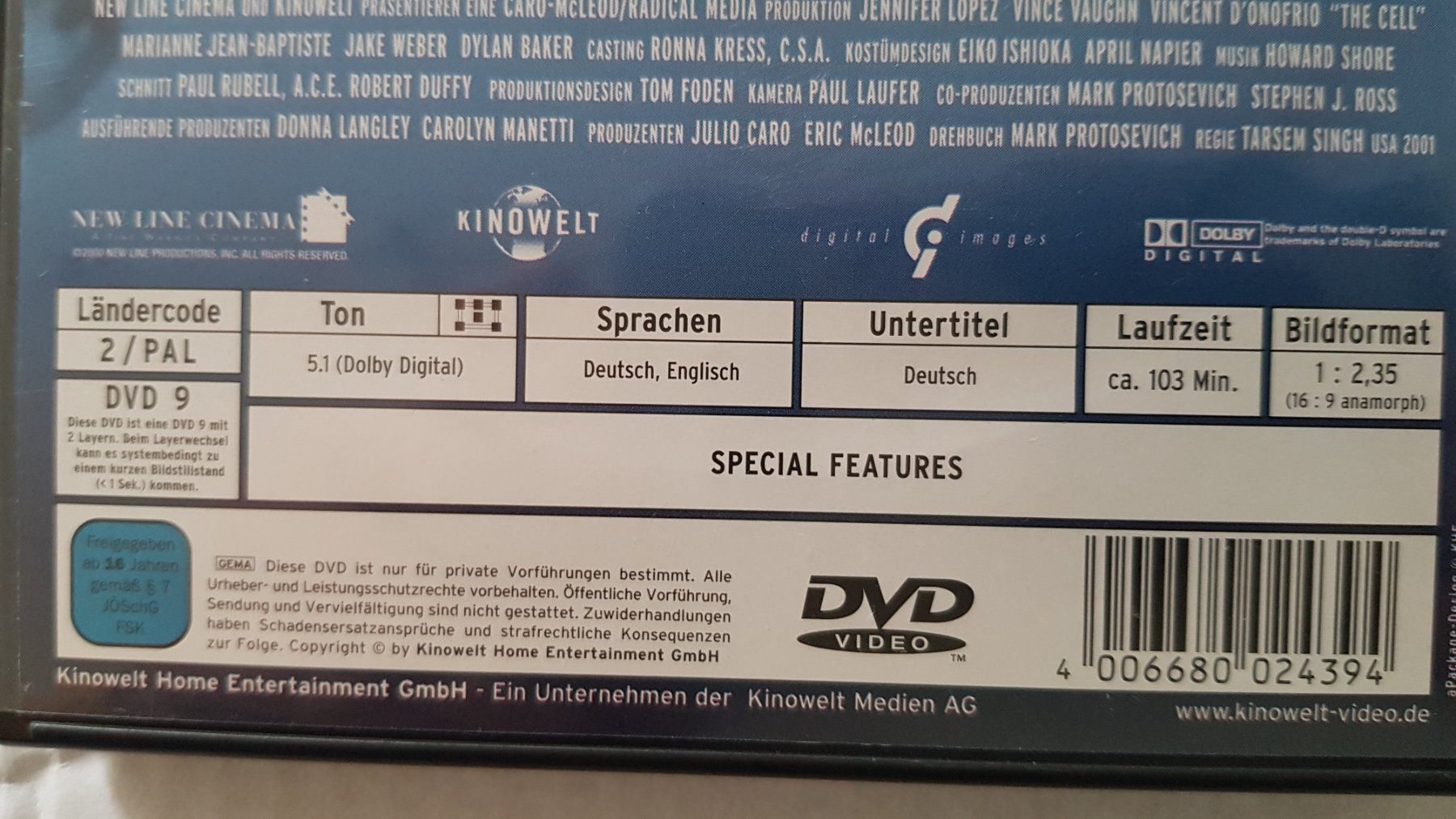 Alle DVDs: DVD The Cell – Gebraucht aus Oetwil am See von fineli2 1