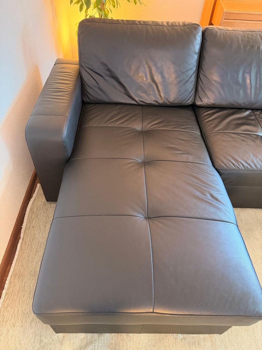 Sofas: Modernes Sofa Echt Leder Ecksofa Bettsofa Stauraum schwarz – Gebraucht aus Lommiswil von diti_89 3