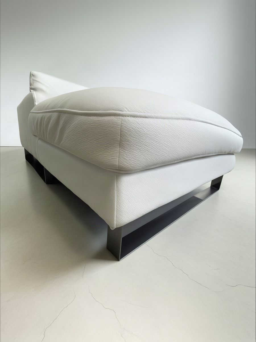 Sofas: Weißes Ecksofa aus echtem Rindsleder, verchromte Beine – Gebraucht aus Fehraltorf von Sofalab.swiss 7