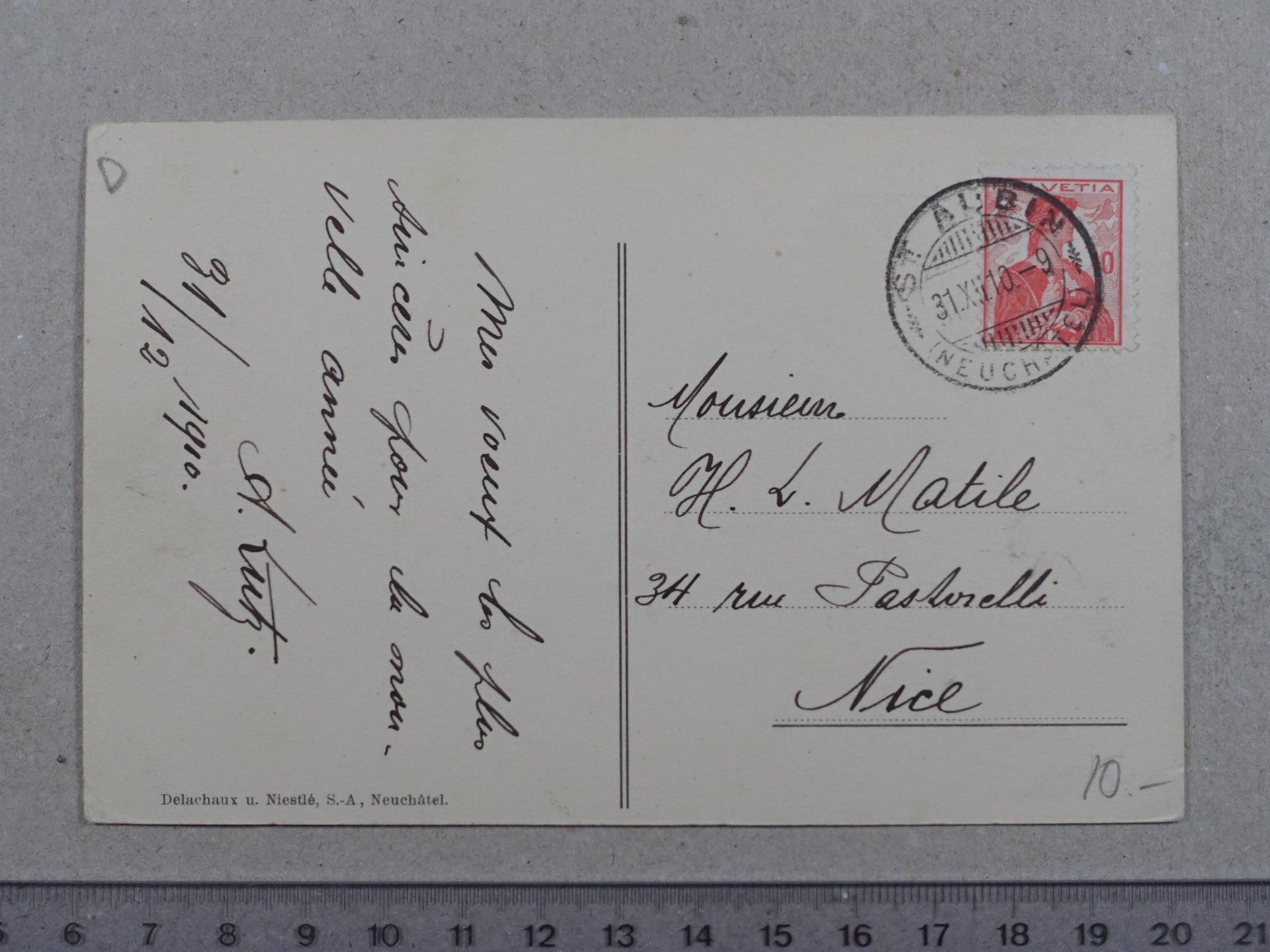Ansichtskarten: St-Aubin, 1910 – Gebraucht aus Lenzburg von fh1 1