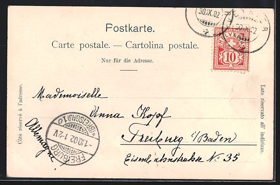 Cartoline postali: AK Veyrier, Pensionnat, 1902 – Usato da Berlin venduto da bartko-reher 1