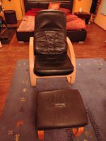 Bequemer Leder-Sessel mit Hocker (alt)