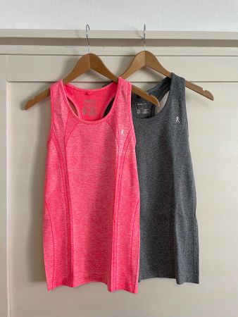 2 Sport Oberteile Running Shirt pink grau Grösse 34-36