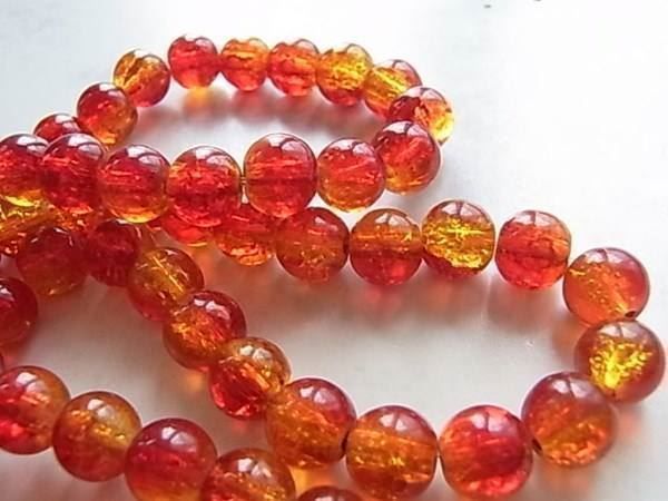 Perle (finte): Perlen Glas 8mm rot-gelb     1 Strang – Nuovo (secondo la descrizione) da Alpnachstad venduto da perlengaby 1