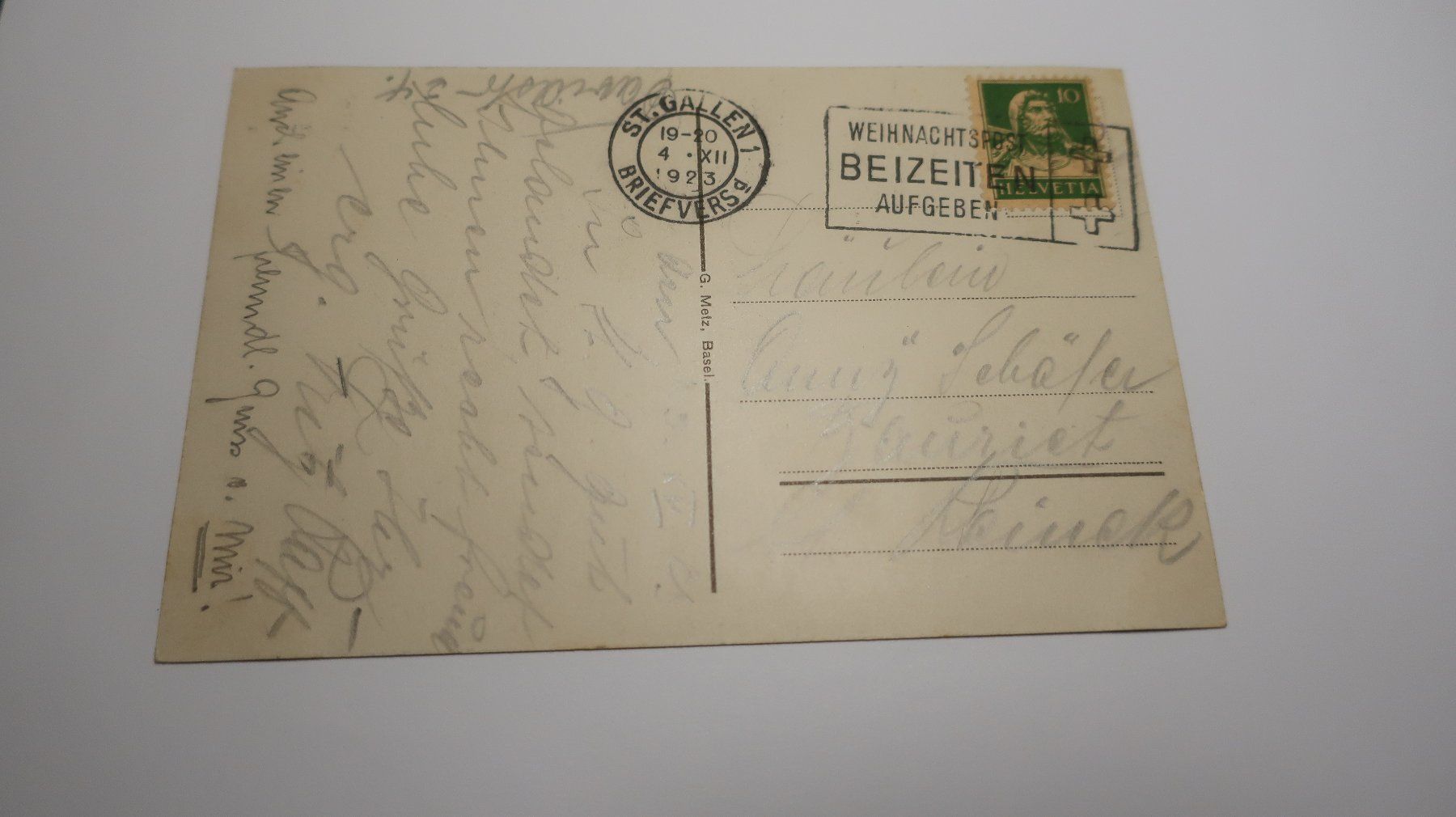 Ansichtskarten: St. Gallen  1923 – Gebraucht aus Cormoret von Pascalll2001 5