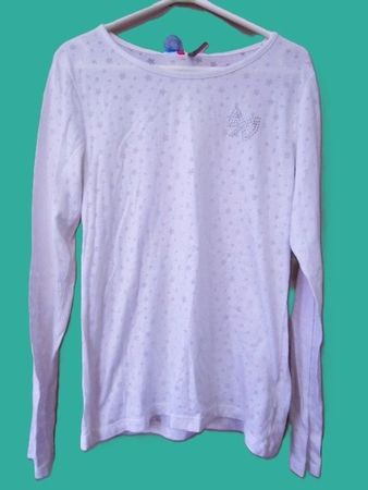 Gr. 134 140 s.Masse l'arm Shirt leicht weiss Maschenmotive
