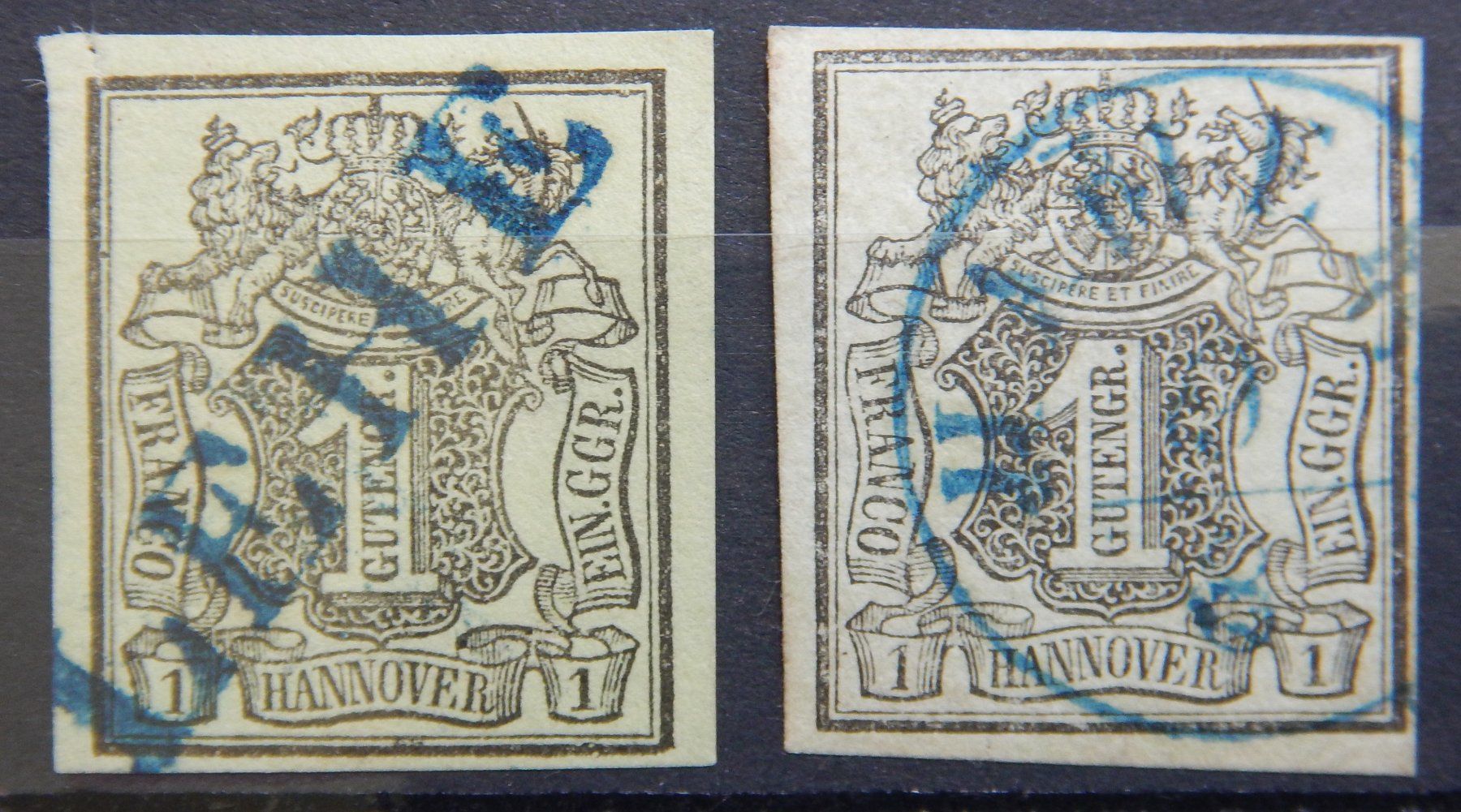 Tutti i francobolli: Hannover Kat. 2 a&b gest. 1851 Kat. 48 Euro – Usato da Zürich venduto da Muehlekauf