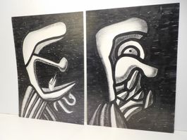 Kunst Graphik 2 x - original v Max von Moos 1974  30 x 20 cm