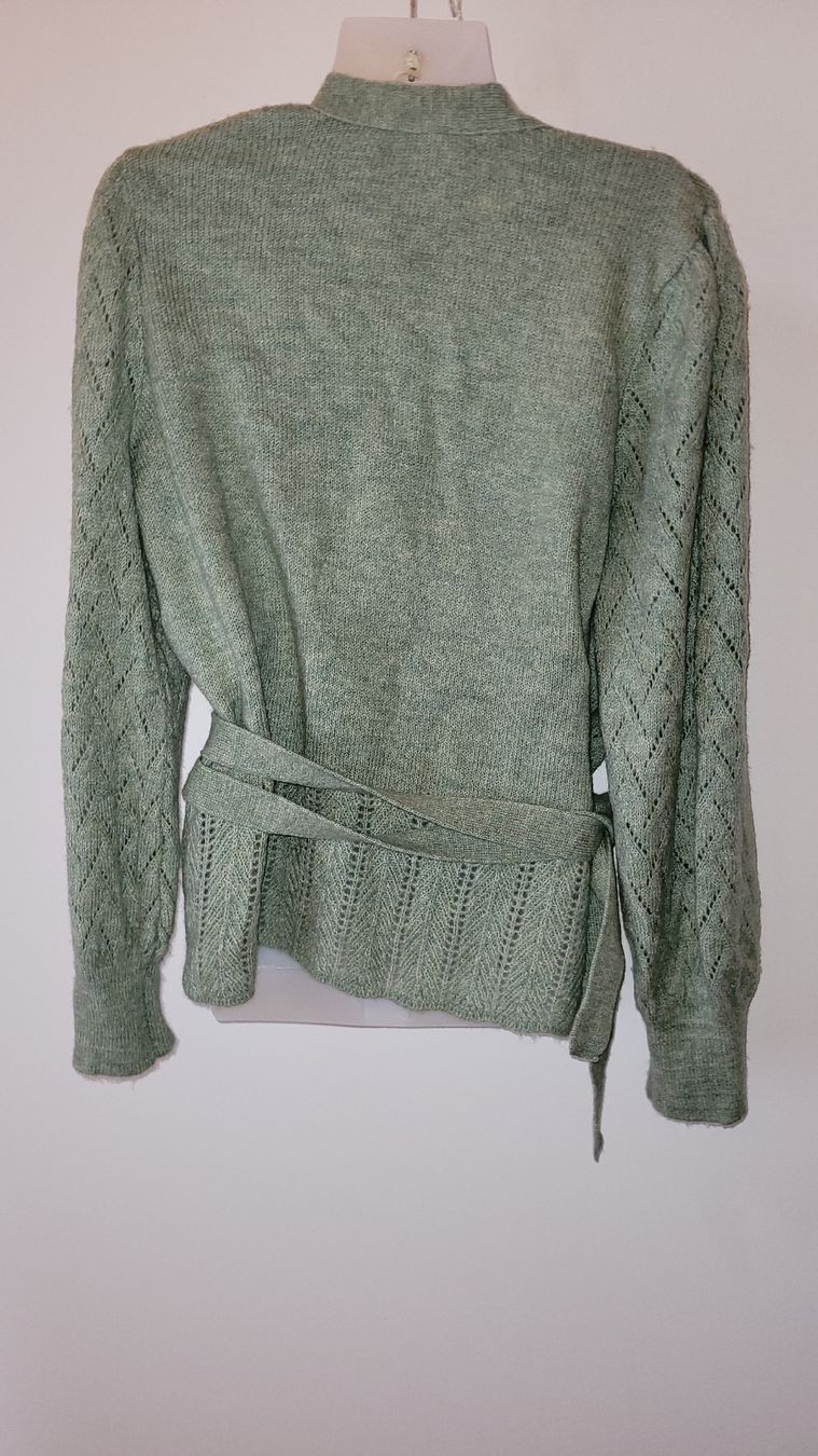 Boléros: Damen Strickjacke grün mit Bindegurt – D'occasion à Horgenberg par Klatschmohnmaria 4