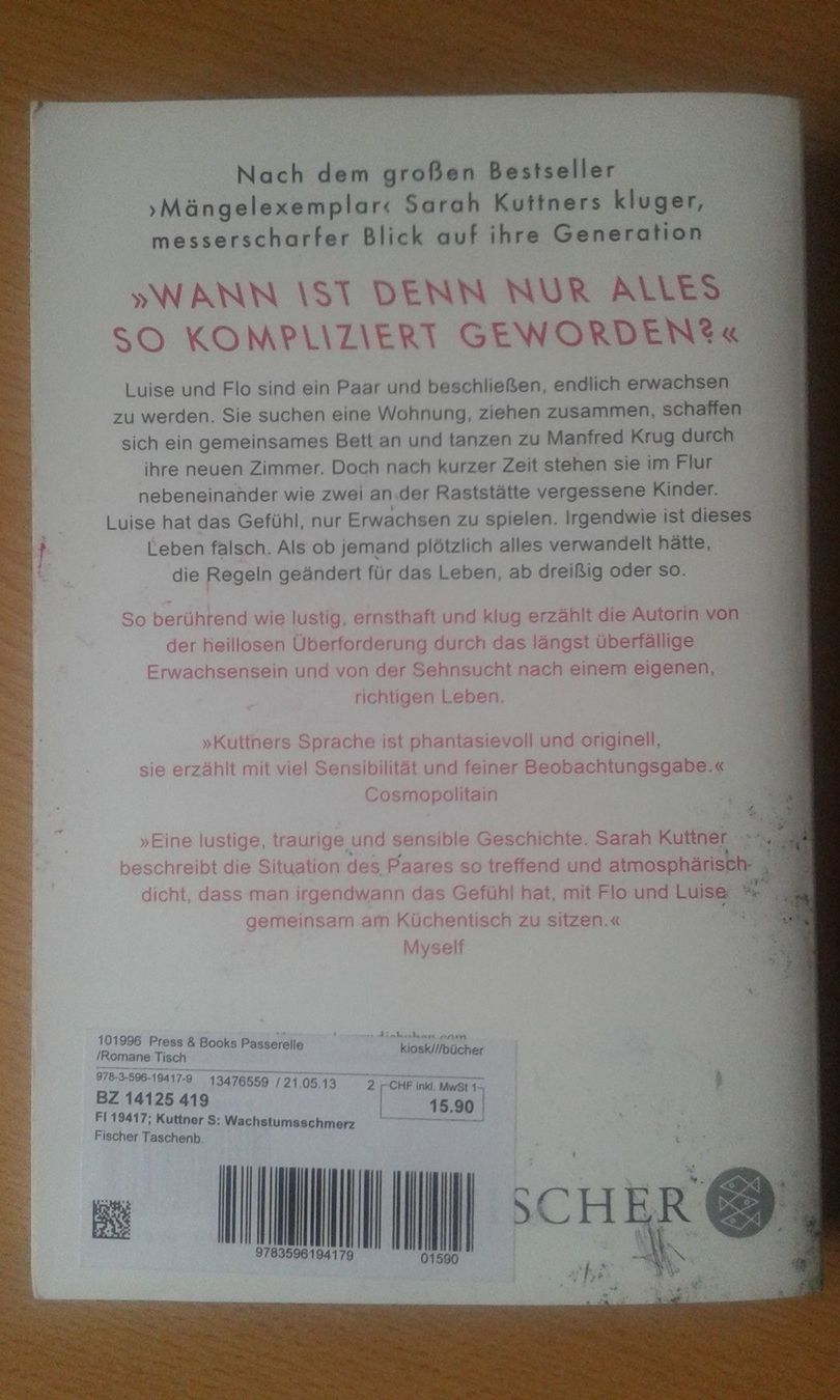 Libri: Sarah Kuttner Wachstumsschmerz – Usato da Basel venduto da Alacant 2