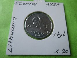 Litauen 1991, 5 Centai  stgl.