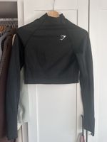 Gymshark Sport Crop Top, Schwarz grau Grösse S gym fitness 