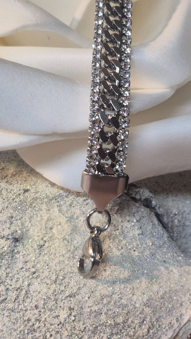 Bracciali & Braccialetti: Bracciale con strass color argento 18+5cm – Nuovo (secondo la descrizione) da Giubiasco venduto da Stefaniav 9