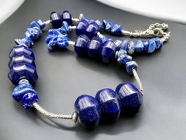 Unikat 💎 Vintage Lapislazuli Halskette, 925 Sterling Silber