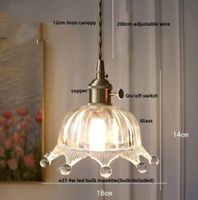 Lampe suspendue LED Vintage  en pierre de verre