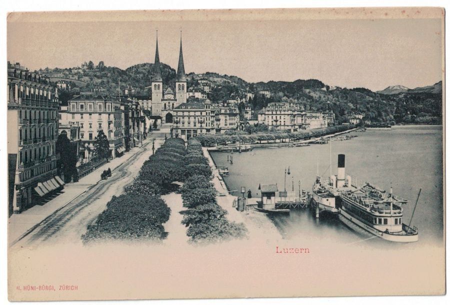Ansichtskarten: Luzern, Schiffslände - Werbung SUVA 1900 Versicherungspolice – Gebraucht aus Frauenfeld von POML